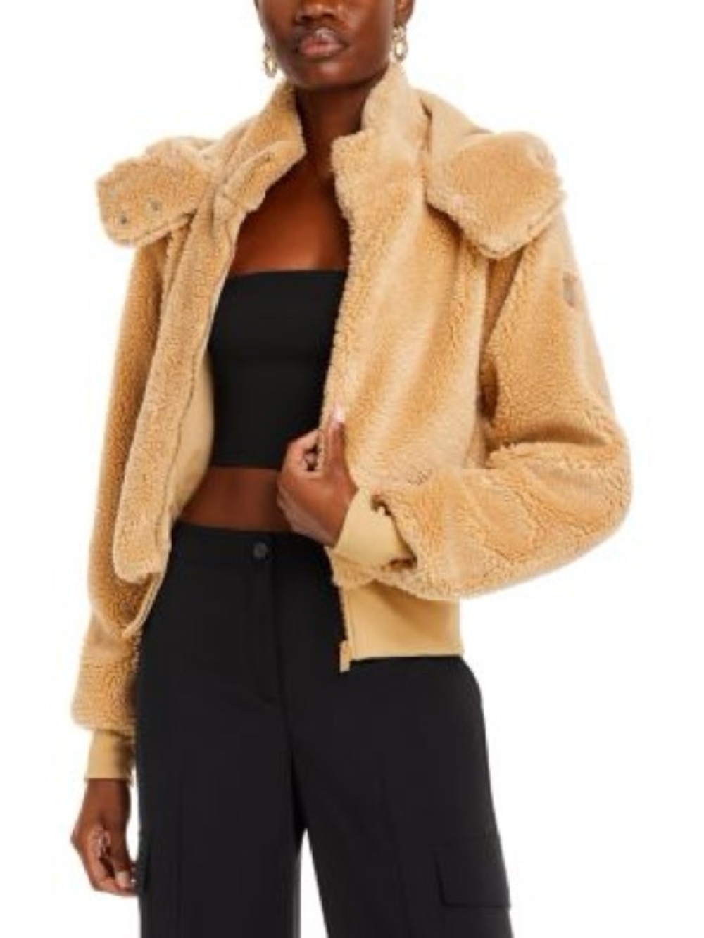 ALO Yoga Foxy Sherpa Hooded Puffer - Camel
